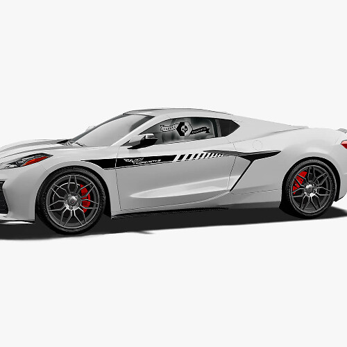 2x Chevrolet Corvette Z06 Seitentüren Oben Streifen Logo Linien Zierleiste Vinyl Aufkleber Sticker
