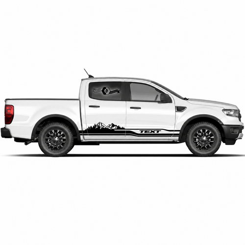 Individuelle Text-Bergwald-Logo-Seitentrifen-Grafiksatz Paar für Musclecar Ranger Power Truck