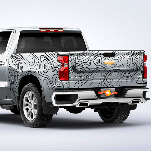 Topografische Kartenstil Seitenstreifen Vinylaufkleber für Chevrolet Silverado