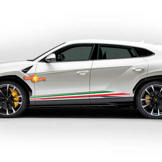 Paar Lamborghini Urus 2021 2022 2023 Italienische Flagge Seite Rocker Panel Linien Streifen Vinyl Aufkleber Aufkleber Grafiken
