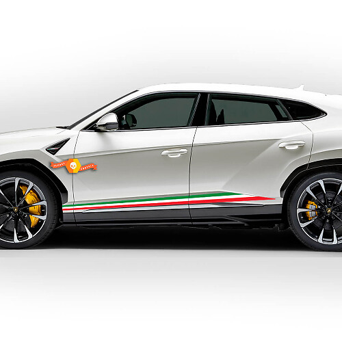 Paar Lamborghini Urus 2021 2022 2023 Italienische Flagge Seitliche Rocker Panel Linien Streifen Vinyl Aufkleber Grafiken
