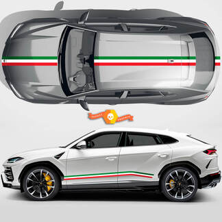Paar Lamborghini Urus 2021 2022 2023 Italienische Flagge Seitentüren Motorhaube Dachlinien Streifen Vinyl Aufkleber Aufkleber Grafiken
