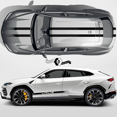 Seitentüren Motorhaube Dachlinien Schachbrett-Streifen Vinyl-Aufkleber Sticker Grafiken für Lamborghini Urus 2021 - 2023
