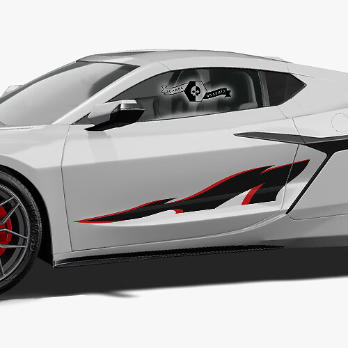 2x Chevrolet Corvette Z06 Seitentürstreifen Stingray 2 Farben Vinyl Aufkleber Sticker
