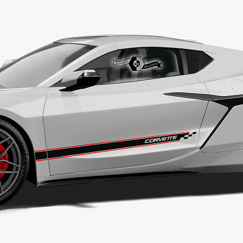 Kariertes Vinylstreifen-Aufkleber-Set für Chevrolet Corvette