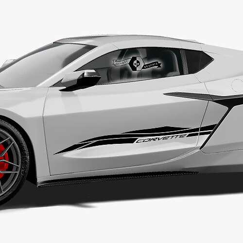 2x Chevrolet Corvette Z06 Side Doors Up Stripes Stripes Vinyl Logo Aufkleber Aufkleber
