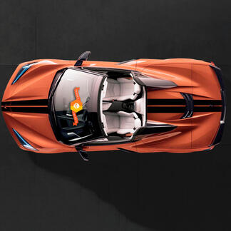 2020 2022 2023 Chevrolet Corvette C8 Stingray Motorhaube Dach Heckstreifen Corvette Dual Solid Logo Aufkleber Streifen
