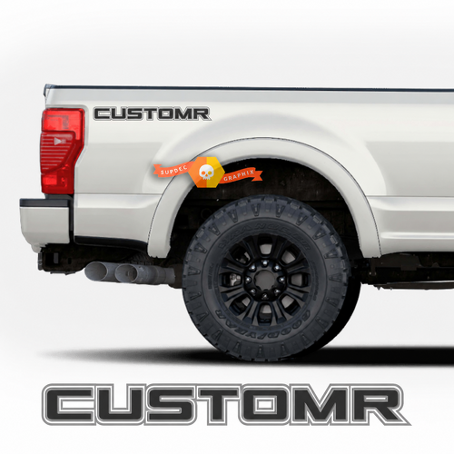 CUSTOMR Double Outline Lettering Pair Ladeflächenseite Vinylaufkleber für Ford F-150