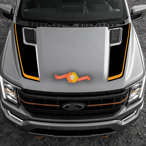 Doppelte Motorhaubenstreifen Vinyl-Aufkleber für Musclecar F-150 Tremor 2022-2023