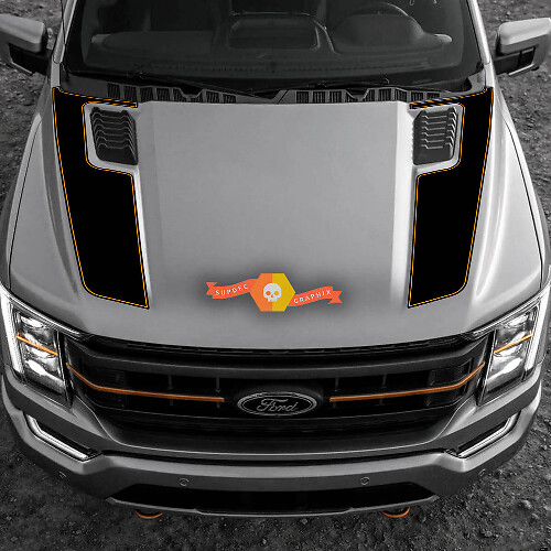 Doppelter Haubenstreifen Vinyl-Aufkleber-Kit für Musclecar F-150 Tremor 2022-2023