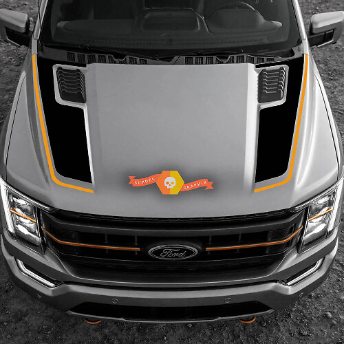 Doppelte Haubenstreifen Vinyl-Aufkleber für Musclecar F-150 2022-2023