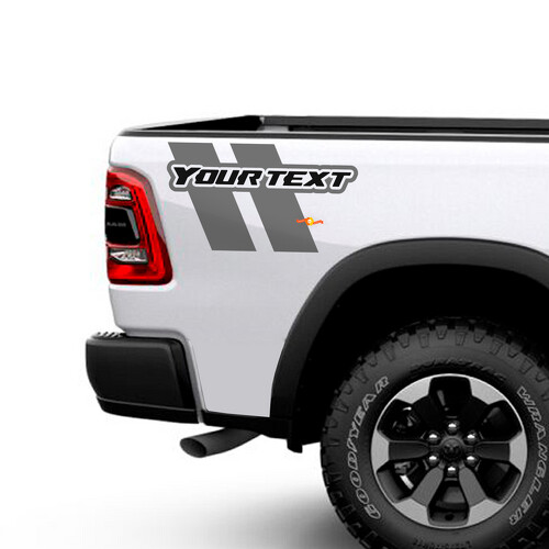 Benutzerdefinierter Text Doppelte Streifen Seitenwand Vinylaufkleber für Dodge Ram 1500