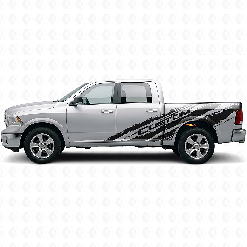 Mud Splash Custom Text Seitlicher Vinyl-Aufkleber Satz für Dodge Ram 1500 Rebel
