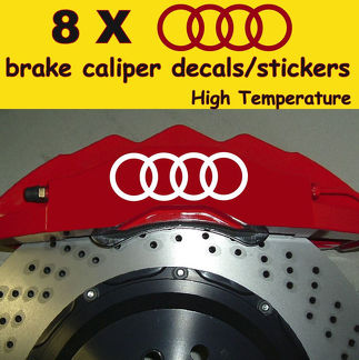 8 x Audi Bremssattel-Aufkleber, Vinyl-Emblem, Grafikprotokoll