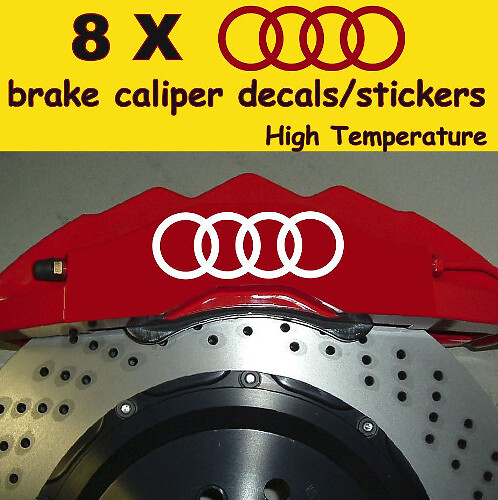 8 x Audi Bremssattel-Aufkleber, Vinyl-Emblem, Grafikprotokoll
