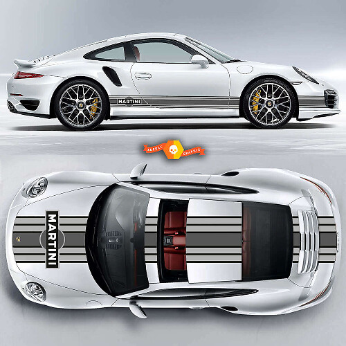 Martini Stil Komplettes Kit Rennstreifen Vinylaufkleber für Porsche