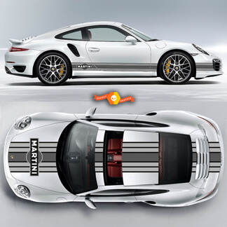 Baumfarben Graustufen Porsche Martini Racing Streifen für Carrera Cayman Cayman Boxster oder jedes Porsche Full Kit

