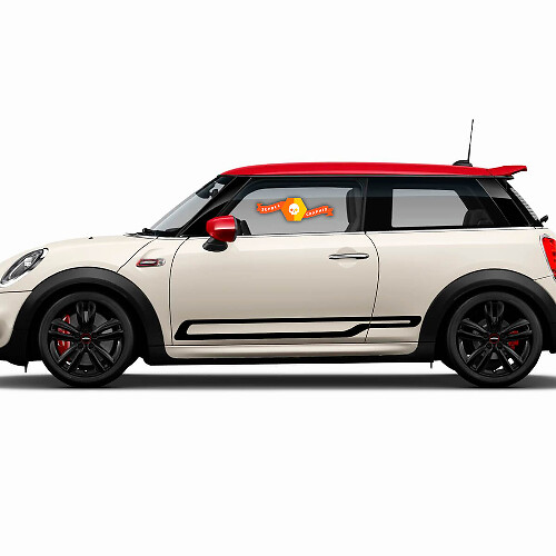Paar Mini F56 GP Style Seitentür Schweller Aufkleber Streifen Sticker Rot Cooper S John Cooper Works
