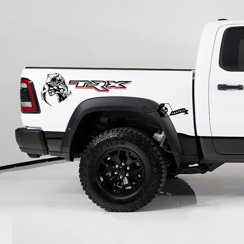 2x Dodge Ram TRX 2023 TRX Eating power truck Bed Side with Red line Truck Vinyl Sticker Decal Graphic
