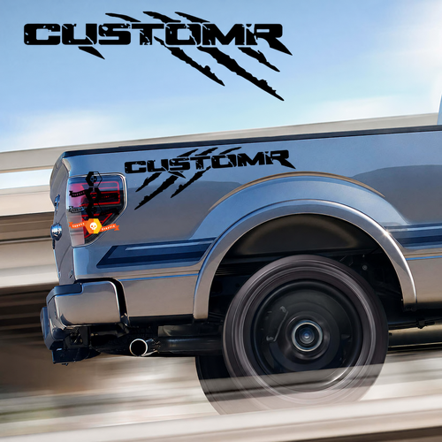 CUSTOMR Verwittertes Krallenpaar Vinyl-Aufkleber für die Bettseite Ford F-150