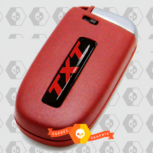 SRT Style Red TXT Domed Inlay Pair — Vinylaufkleber (Funkschlüssel) für Dodge Challenger