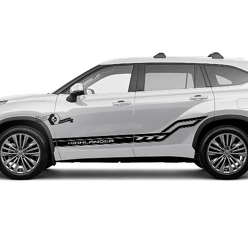 Paar Toyota 2020 Highlander Türen Bett Seitenverkleidung Aufkleber Grafik Aufkleber Seitenstreifen Kit

