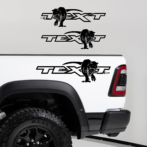 T-Rex & Benutzerdefinierter Text Seitenwand Vinyl-Aufkleber Satz für Dodge Ram 1500 TRX