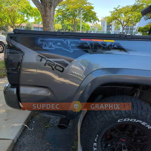 Paar TRD Tacoma im Raptor Lines Stil Bettseite mit Vintage Farbstreifen Vinyl Aufkleber Kit Aufkleber für Toyota Tacoma 16-23
