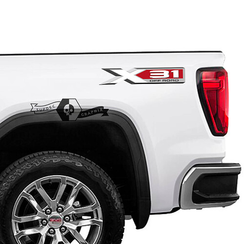 X31 Off Road hintere Seiten-Vinylaufkleberset für GMC Sierra 1500