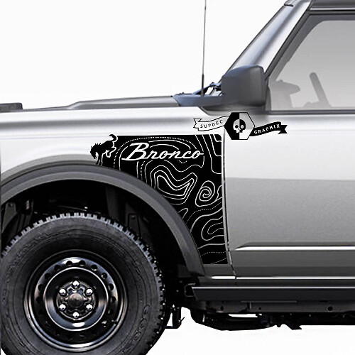 Topografisches Stil-Logo Seiten-Vinyl-Aufkleber-Set für Musclecar Pferd