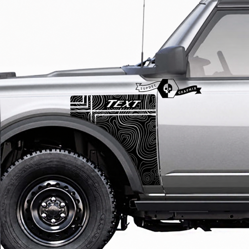 Paar Musclecar horse Vintage Logo Topographische Karte Everglades Style Seitenverkleidung Vinyl Aufkleber Grafik-Set 3
