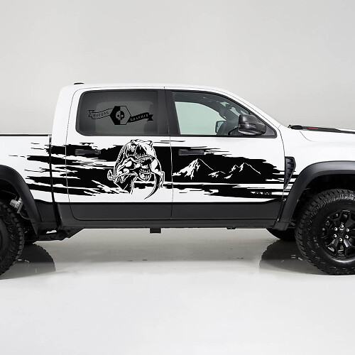 TRX Eating Mountains Verwitterter Seiten-Vinylaufkleber für Dodge Ram 1500