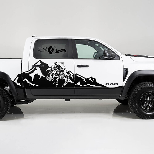 TRX Riesige Berg-Seitenvinyl-Aufklebersatz für RAM 1500 2021+