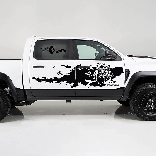 TRX Eating Mud Splash Style Seiten-Vinyl-Aufkleber-Kit für Dodge Ram1500 2021+