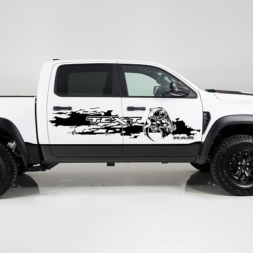 Benutzerdefinierter Text Zerstörter Stil Seiten-Vinylaufkleber für Dodge Ram 1500