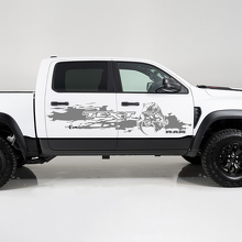Benutzerdefinierter Text Zerstörter Stil Seiten-Vinylaufkleber für Dodge Ram 1500_3