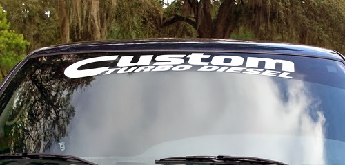 Cummins Custom Turbo Diesel Banner — Vinyl-Aufkleber (Windschutzscheibe) für Dodge Ram 1500