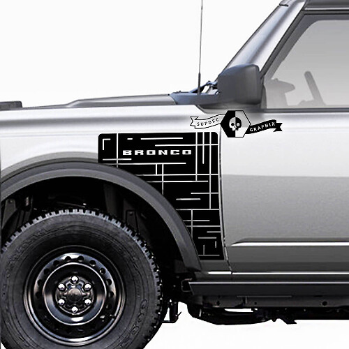 Lines Everglades Stil Seitenteil Vinyl Aufkleber Grafik Paar für Ford Bronco