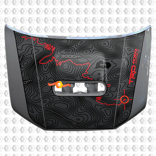 Toyota Tacoma 2020 Blackout Topografische Karte Abenteuerreise Vinyl Kapuzenaufkleber Aufkleber TRD Off Road
