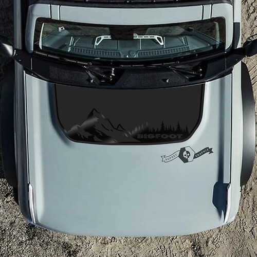 Badlands Style Mountains Forest BIGFOOT Panel — Vinylaufkleber (Motorhaube) für Ford Bronco