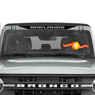 Vinyl-Aufkleber mit Badlands-Logo über dem Windschutzscheibenbanner Bronco
