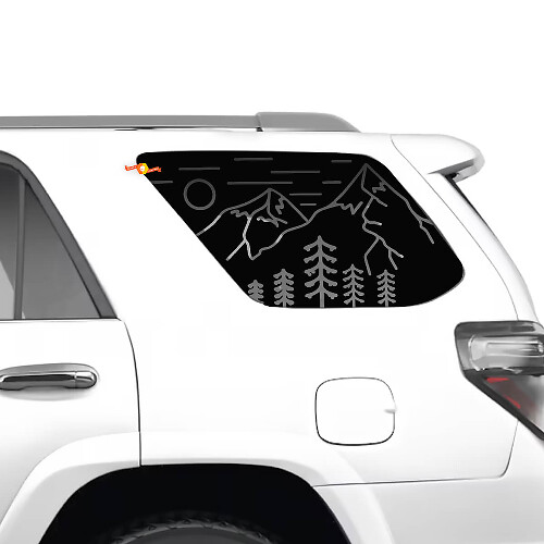 4Runner Heckquartal Fenster Mountains Forest Vinyl -Aufkleber Aufkleber für Toyota 4Runner
