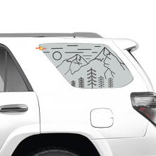 Berge Waldlandschaft Seitenfenster Vinyl Aufkleber Sticker für Toyota 4Runner_2
