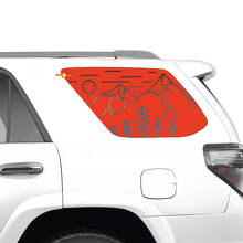 Berge Waldlandschaft Seitenfenster Vinyl Aufkleber Sticker für Toyota 4Runner_3