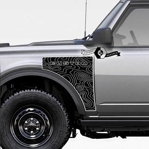 Everglades CUSTOM Topographic Map — Vinyl-Aufkleber (Kotflügel) für Ford Bronco