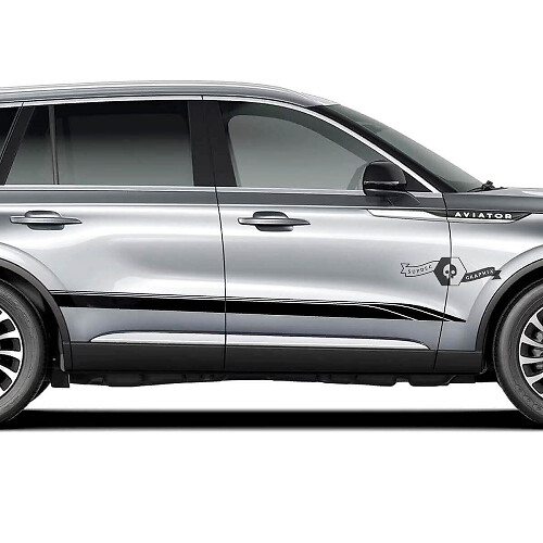 Rennstil Seitenstreifen Vinyl-Aufkleber-Set für Lincoln Aviator 2023