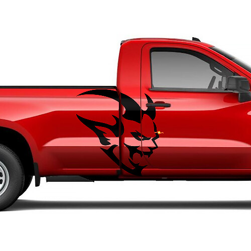 Dämonen-Kopf Seitenaufkleber-Set für Chevy Silverado