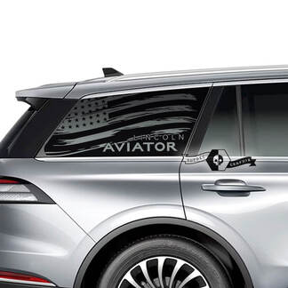2 x Lincoln 2023 Aviator-Fenster, US-Flagge, zerstörtes Logo, Aviator-Vinylaufkleber, Grafikaufkleber
