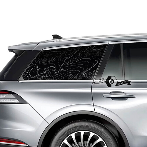 Paar Lincoln 2023 Aviator Window Contour Map Vinyl Aufkleber Grafikaufkleber
