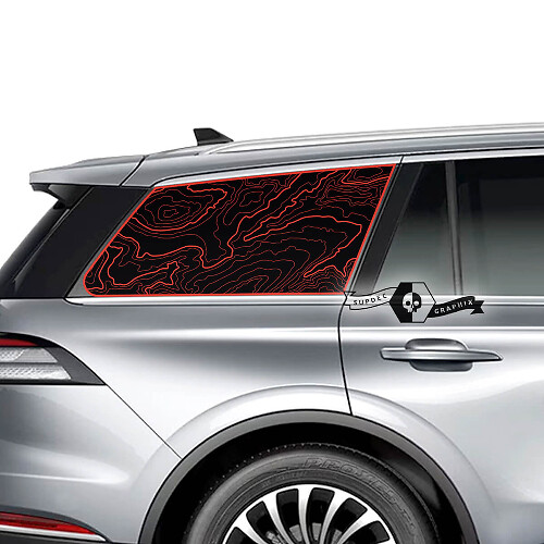 Paar Lincoln 2023 Aviator Window Contour Map Vinyl Aufkleber Grafikaufkleber
